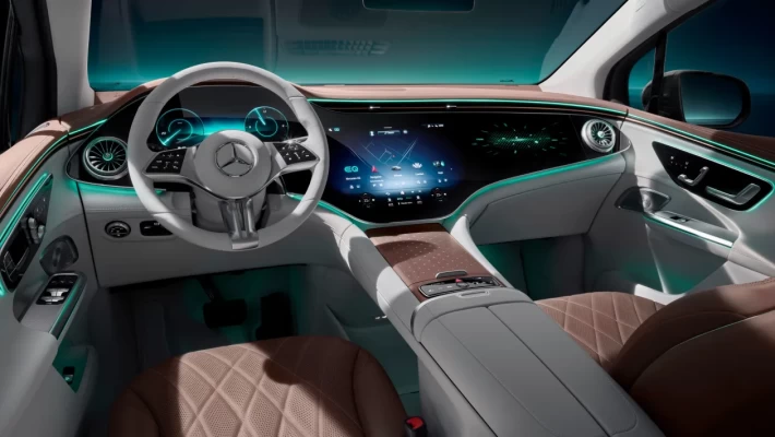 Nieuwe elektrische SUV Mercedes EQE 2022: interieur onthuld: